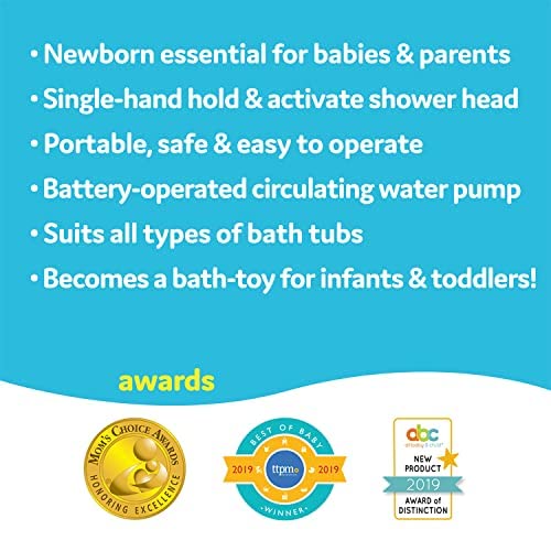 Yookidoo Baby Bath Shower Head - Elephant Water Pump with Trunk Spout Rinser - Control Water Flow from 2 Elephant Trunk Knobs for Maximum Fun in Tub or Sink for Newborn Babies (Blue) - Image 8